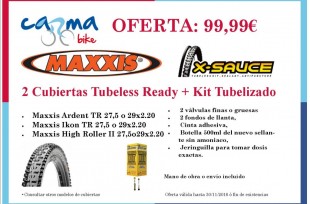 Tienda online Accesorios Cámaras y cubiertas Página 2 Juego Cubiertas Maxxis Tubeless Ready + Kit Tubelizado