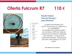 Eventos y salidas Ofertas y promociones Oferta:Rueda Fulcrum R7 Trasera 110€